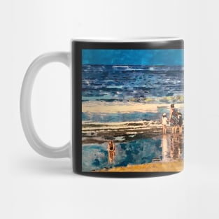 Woman with her children, Santa Monica Beach Mug